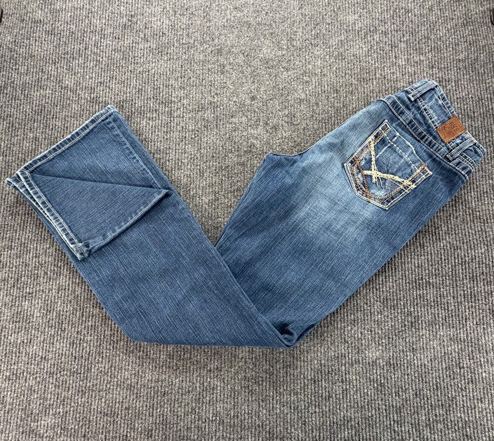 BKE Wendi Womens 36x35.5 Bootcut Jeans Medium Wash Stretch Denim Buckle